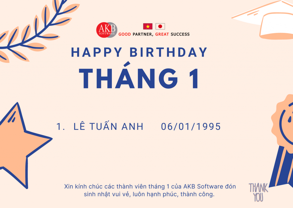 CHÚC MỪNG SINH NHẬT THÁNG 1  CÔNG TY TNHH LIÊN DOANH PHẦN MỀM AKB SOFTWARE