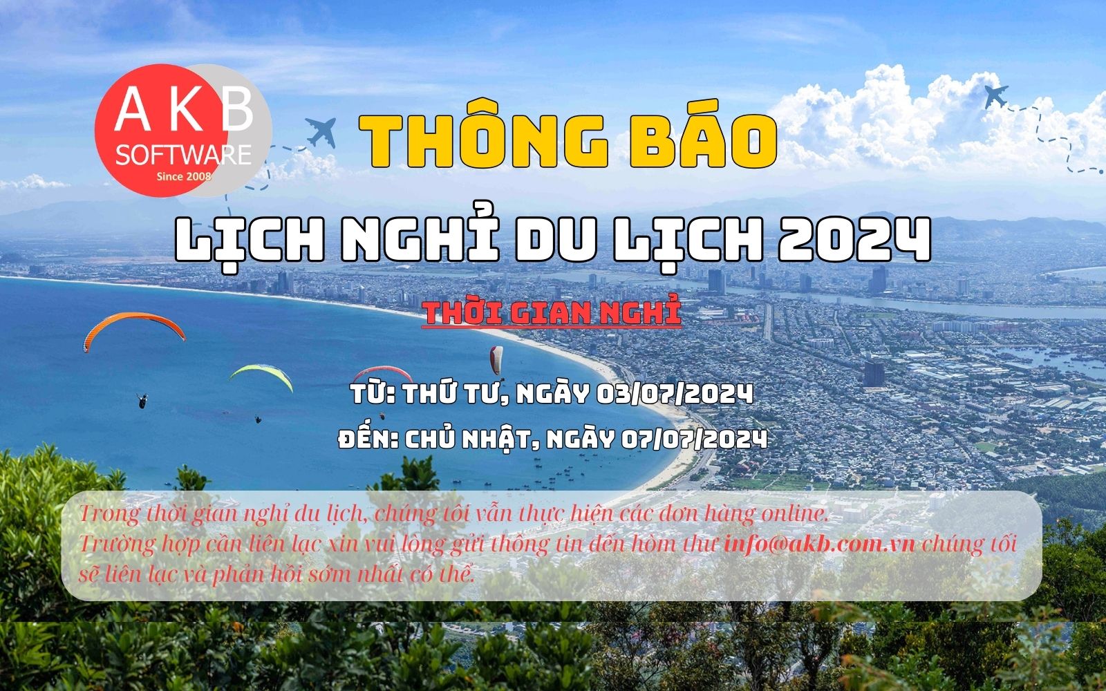 Thông báo nghỉ du lịch 2024