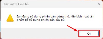 Kích hoạt mã sản phẩm Phần mềm Quản lý gia phả